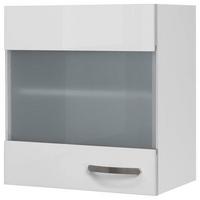 Küchenoberschrank Alba B: 50 cm Weiß 1 Drehtür mit Glas - Weiß Hochglanz/Weiß, MODERN, Holzwerkstoff (50/54,8/32cm)