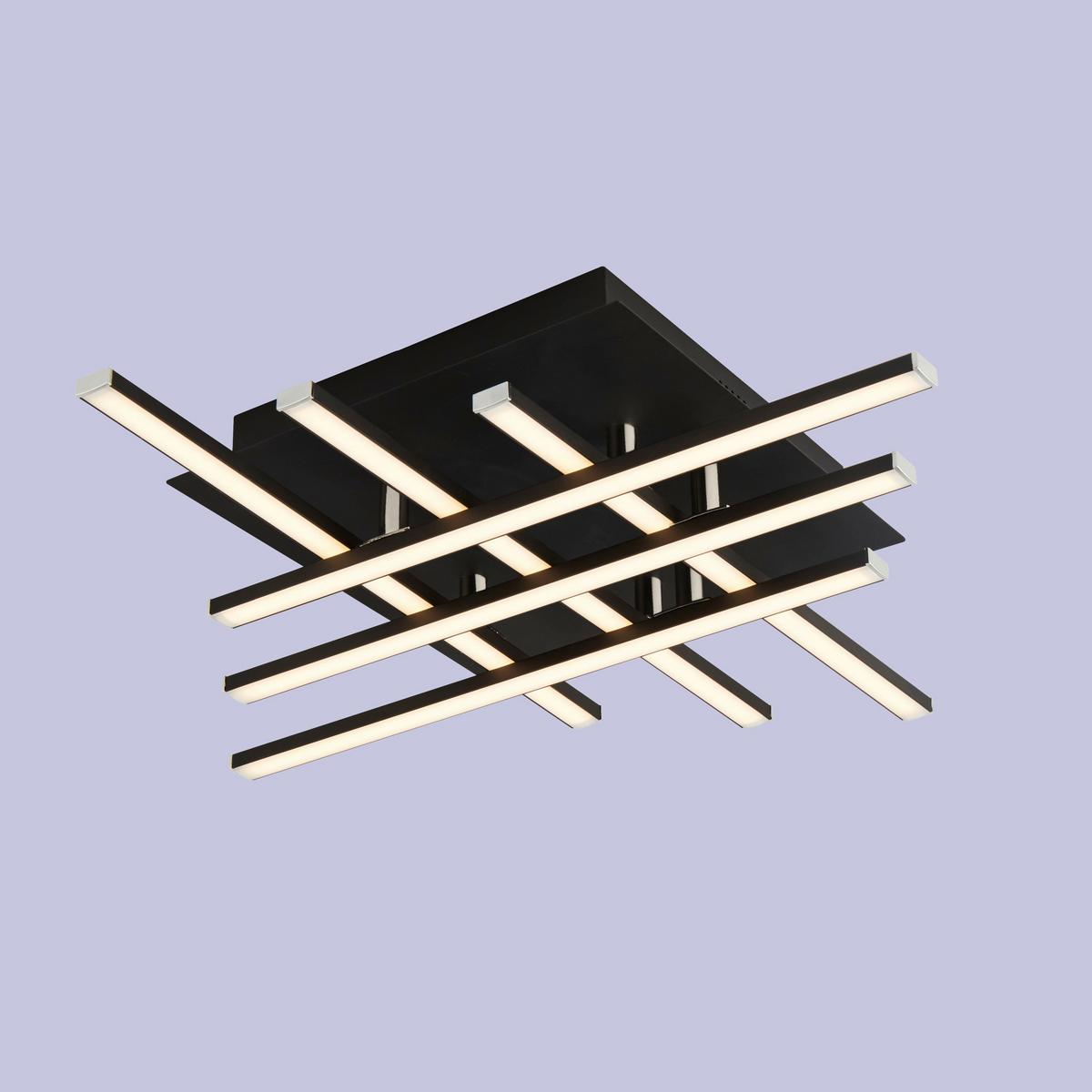 Led-deckenleuchte 696-6bk - Chromfarben/Schwarz, Design, Kunststoff/Metall (45,5/45,5/8,5cm)