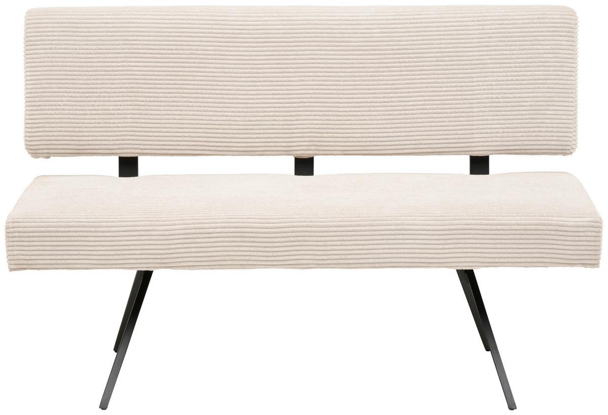 Sitzbank Chios Mit Lehne Cord Beige, B: 140 Cm - Beige/Schwarz, KONVENTIONELL, Textil/Metall (140/90/62cm) - MID.YOU