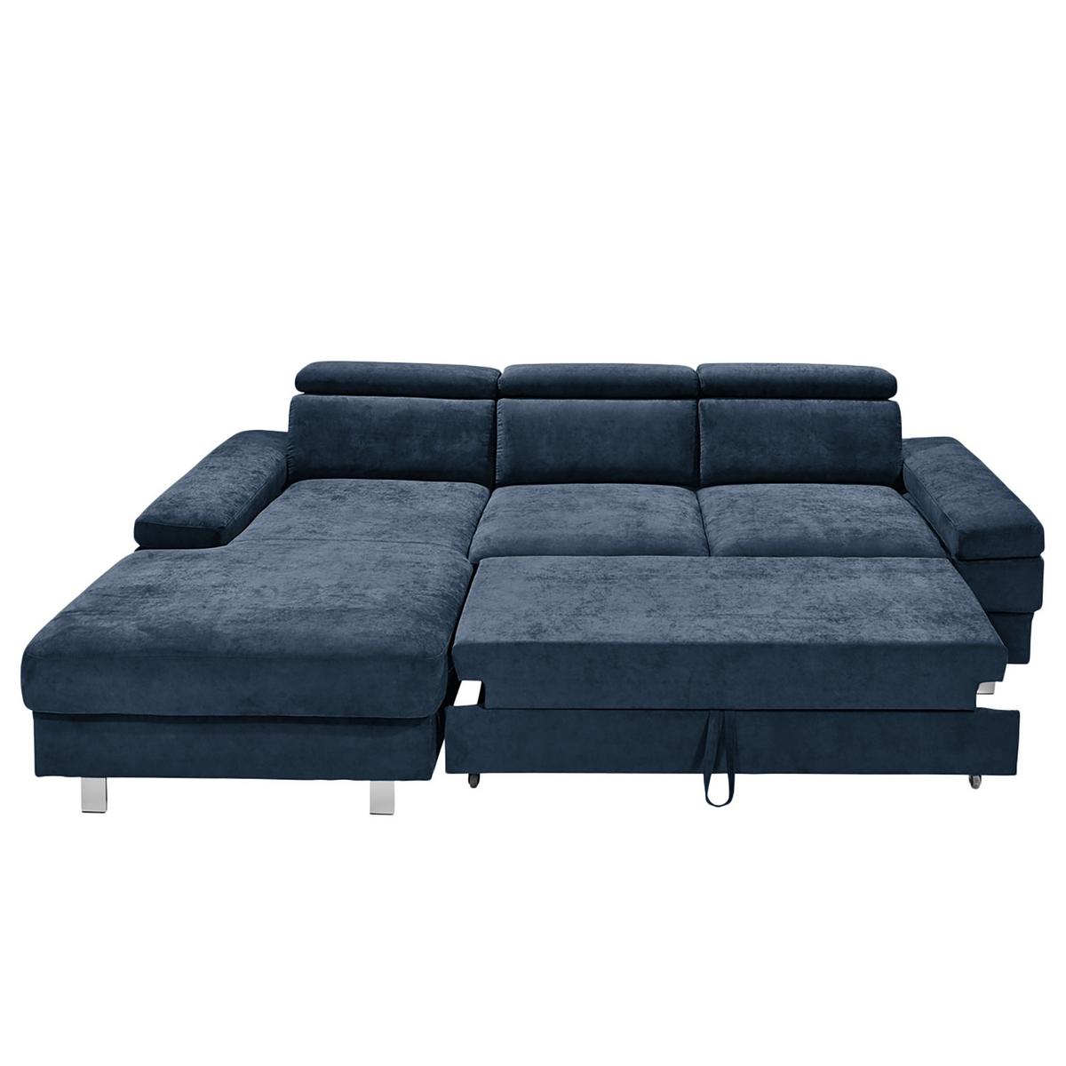 Ecksofa Elvis Dunkelblau S: 182x259 Cm - Silberfarben/Dunkelblau, KONVENTIONELL, Textil (182/259cm) - Trendmanufaktur