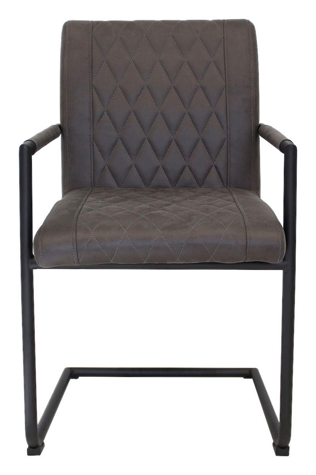 Armlehnstuhl Damian Anthrazit Gepolstert 2er-Set - Anthrazit/Schwarz, LIFESTYLE, Textil/Metall (52/88/63cm) - MID.YOU