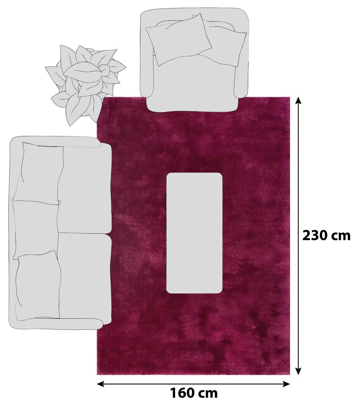 Hochflorteppich Relaxx Violett/Weinrot 160x230 cm - Violett/Weinrot, Basics, Textil (160/230cm) - Esprit
