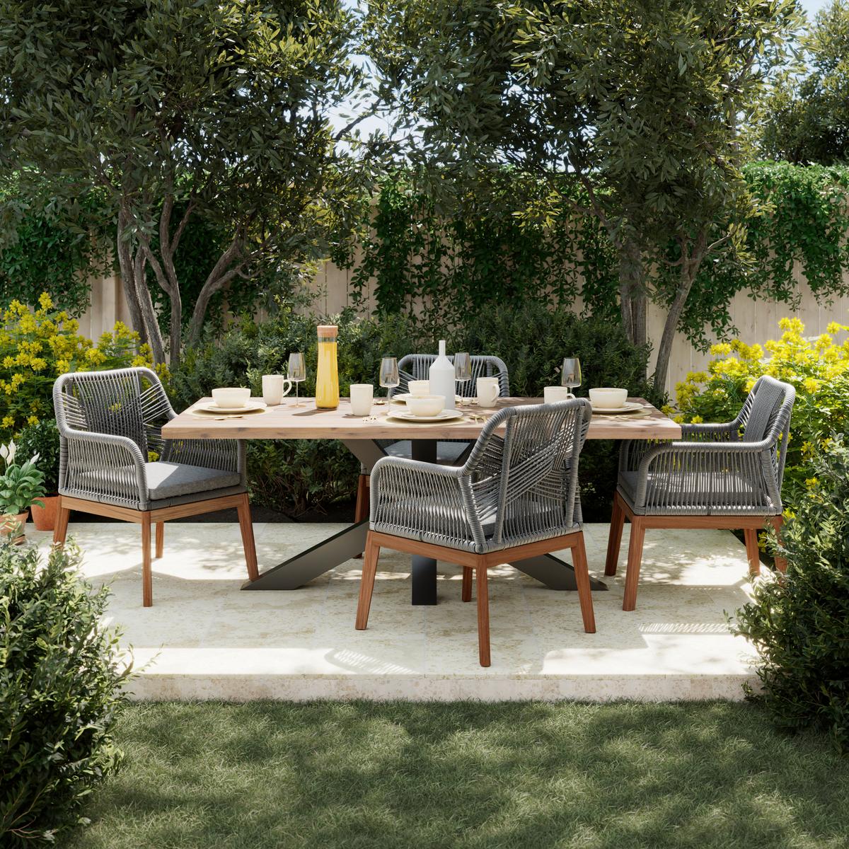 ZÁHRADNÝ STÔL ALENA - čierna/farba akácie, Natur, kov/drevo (200/100/76cm) - Mömax