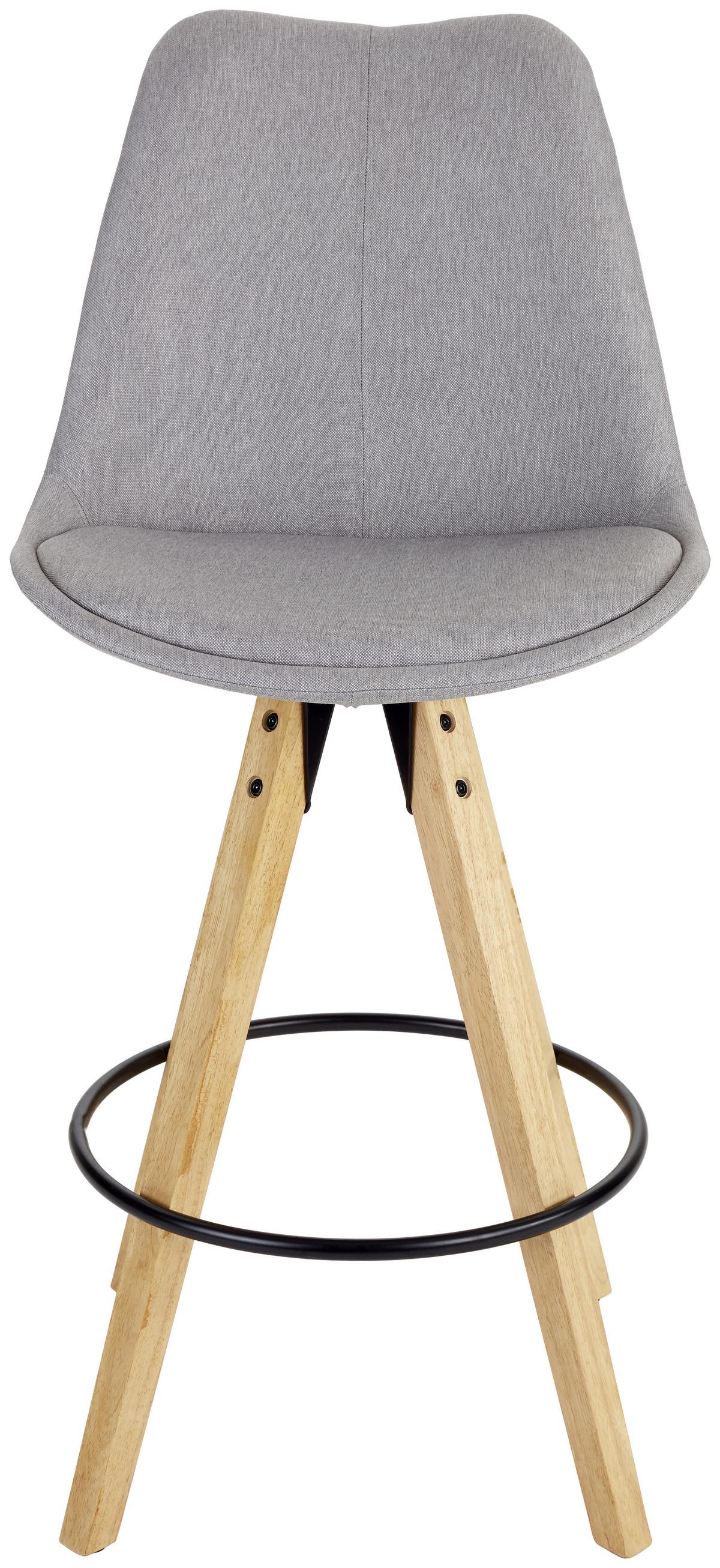 Barhocker Mit Lehne Candy Hellgrau/kautschukholz - Hellgrau/Naturfarben, MODERN, Holz/Textil (49/113,5/56cm) - MID.YOU