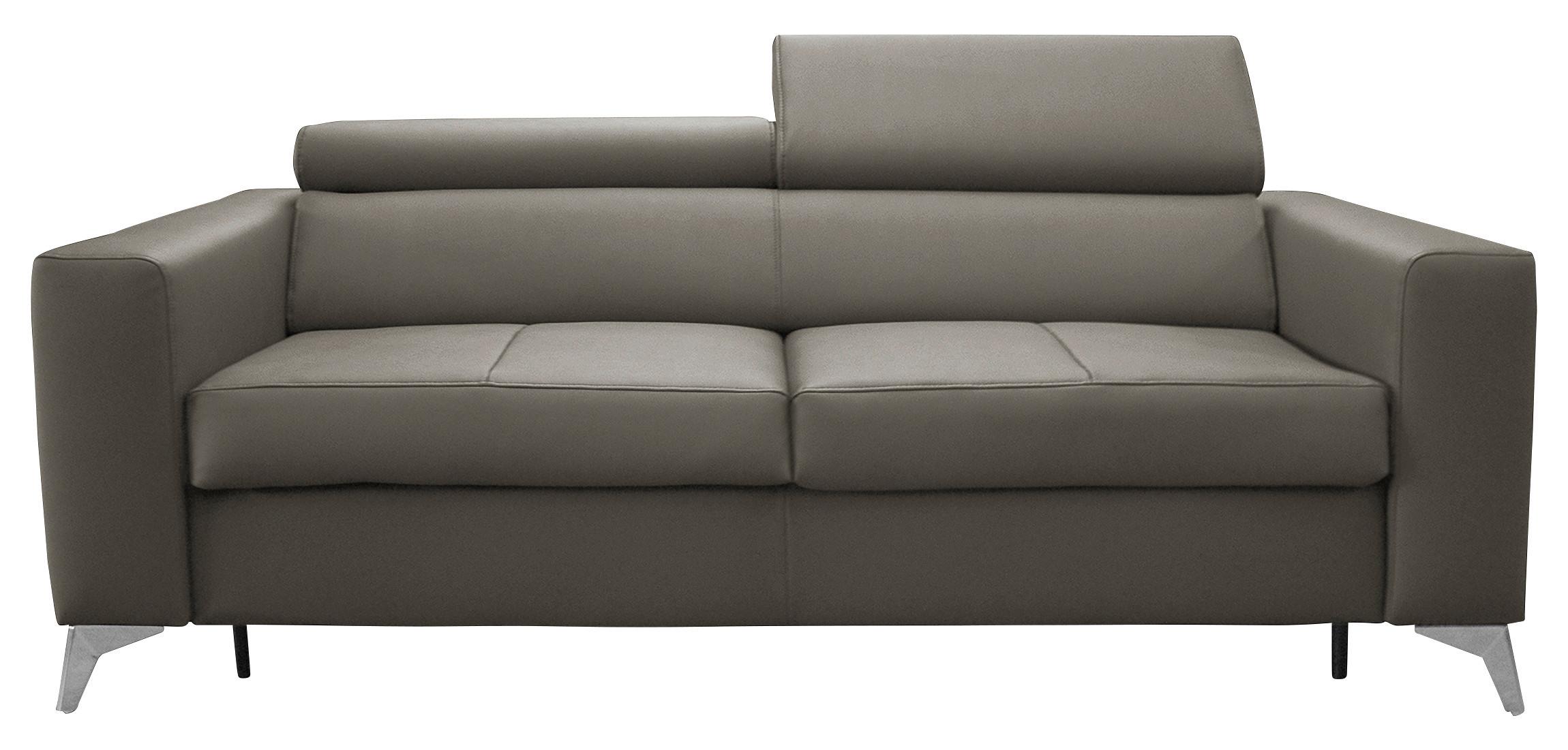 Schlafsofa Mondo, Schlammfarben B: 206 cm - Schlammfarben/Silberfarben, Design, Leder/Textil (206/95/101cm) - Livetastic