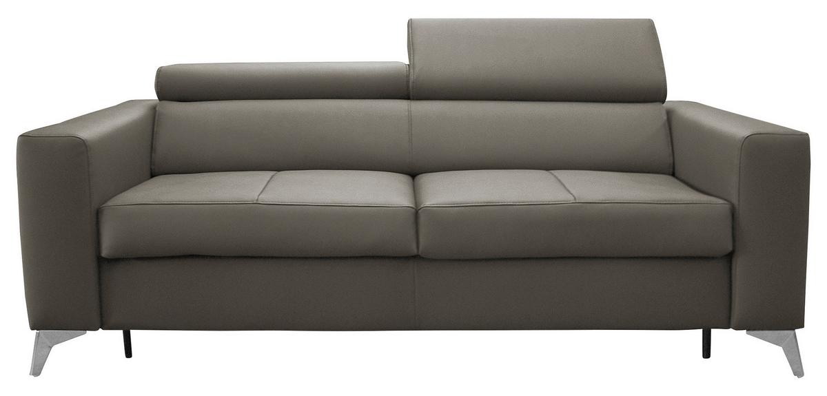 Schlafsofa Mondo, Schlammfarben B: 206 cm - Schlammfarben/Silberfarben, Design, Leder/Textil (206/95/101cm) - Livetastic