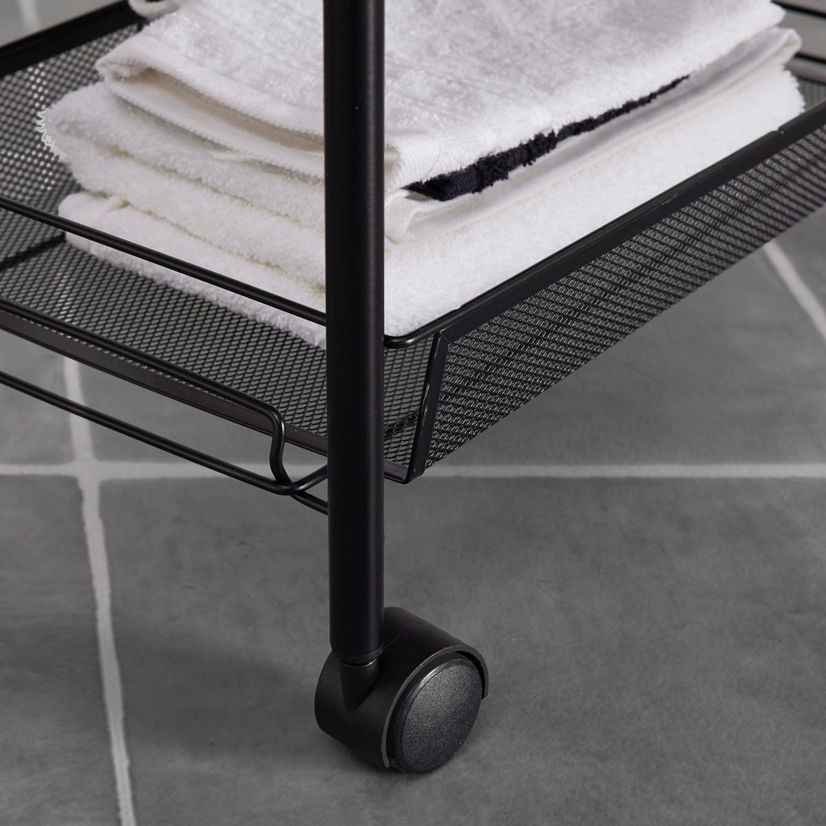 Regál na kolieskach SANDRO čierny - čierna, Modern, kov/plast (45/105/26cm) - P & B