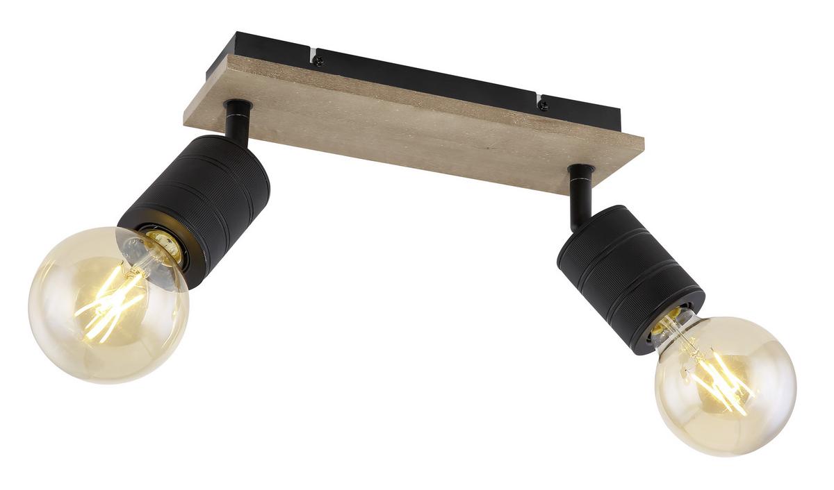 Strahler Josella 2-Flammig verstellbar L: 31 cm - Dunkelbraun/Schwarz, Design, Holz/Metall (31/10/18cm) - Globo