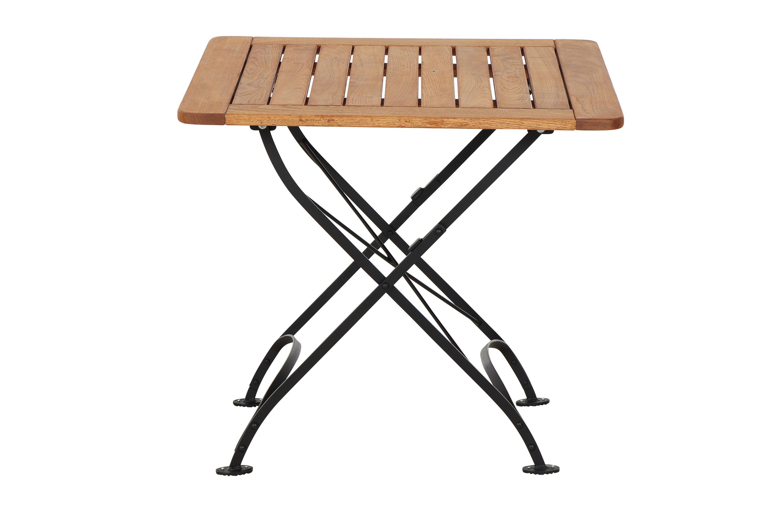 Gartentisch Klappbar Robinienholz/Metall L 80 cm - Robinienfarben/Schwarz, KONVENTIONELL, Holz/Metall (80/80/78cm) - Siena Garden