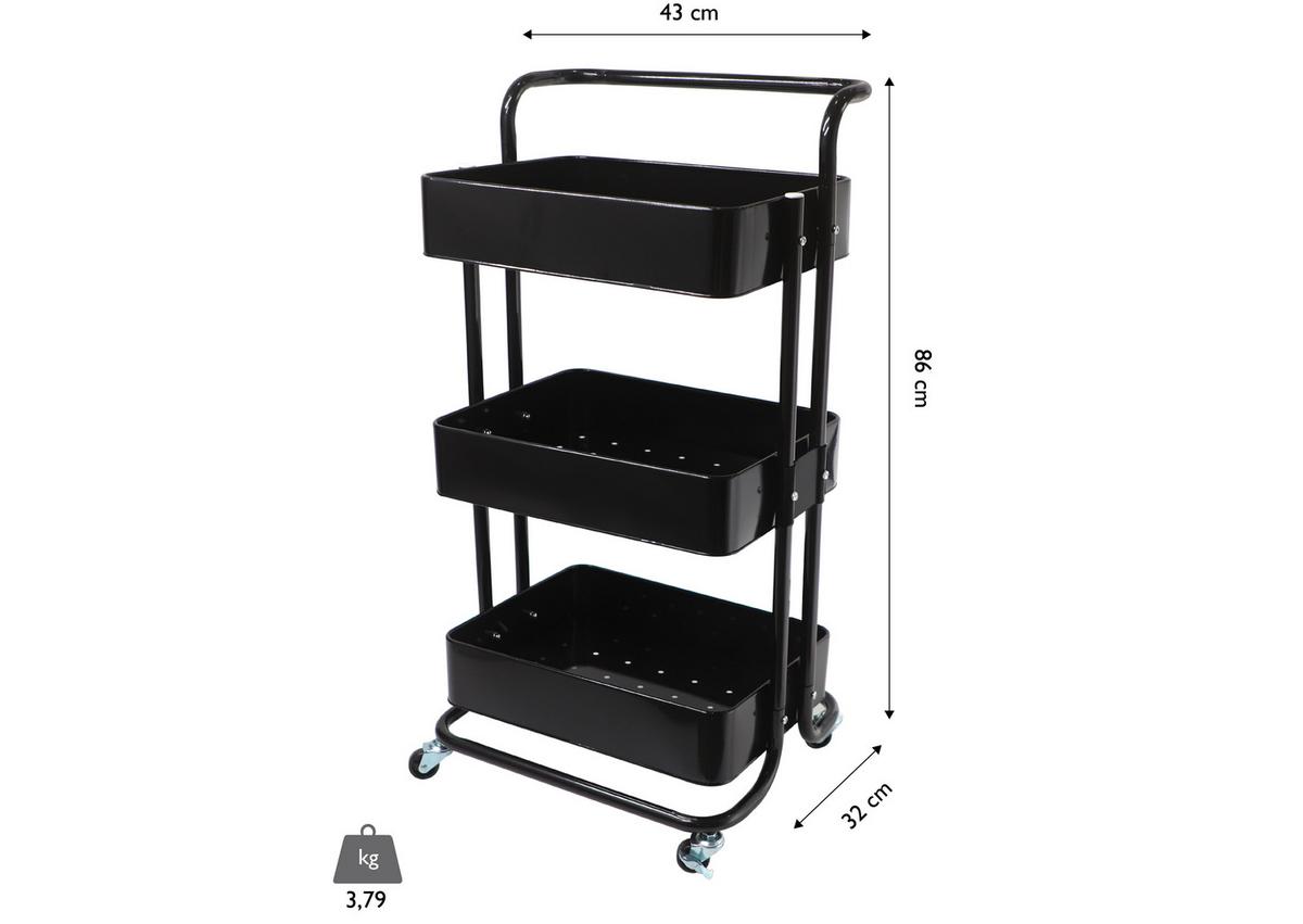 Servierwagen Danao - Schwarz, Basics, Metall (43/32/86cm) - Echtwerk