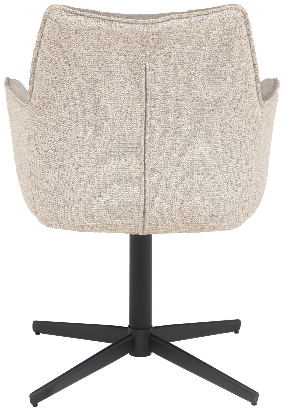 Armlehnstuhl Kerem Leinenoptik Anthrazit, B: 62cm - Anthrazit/Schwarz, KONVENTIONELL, Textil/Metall (62/85/62cm) - MID.YOU