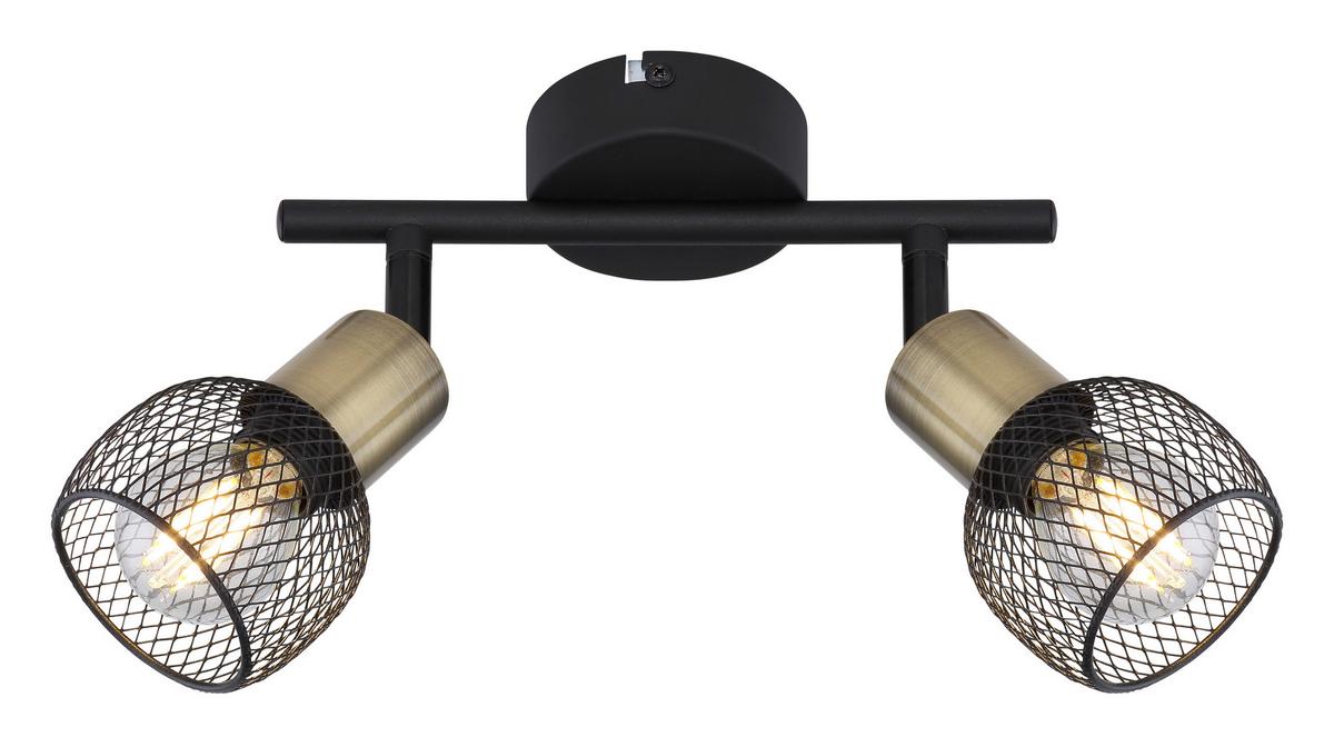 Strahler Fiastra 2-flammig Verstellbar L: 22 Cm - Schwarz, Basics, Metall (22/8/14cm) - Globo