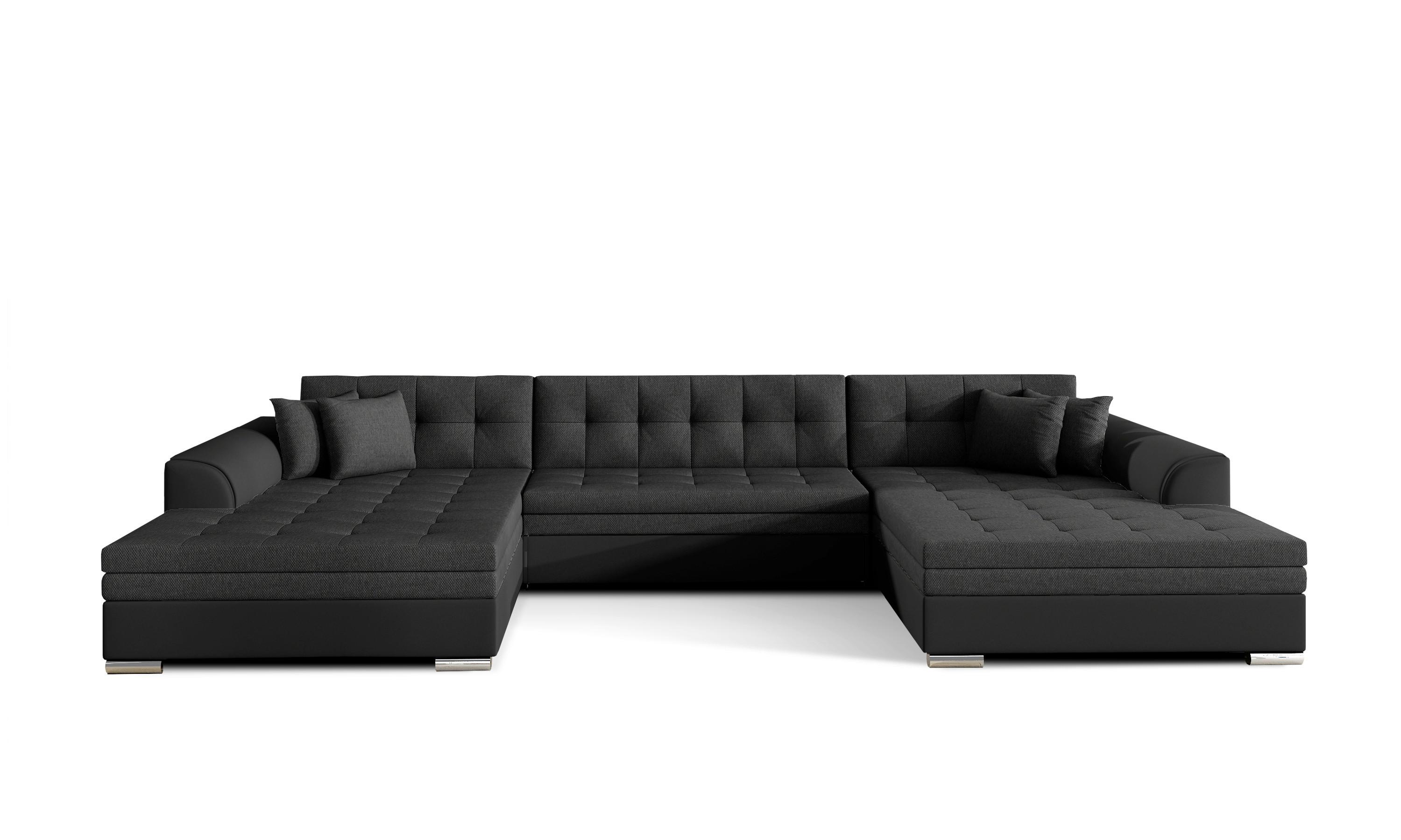Wohnlandschaft Vento Schwarz U: 165x359x165cm - Chromfarben/Schwarz, Design (165/359/165cm) - MID.YOU