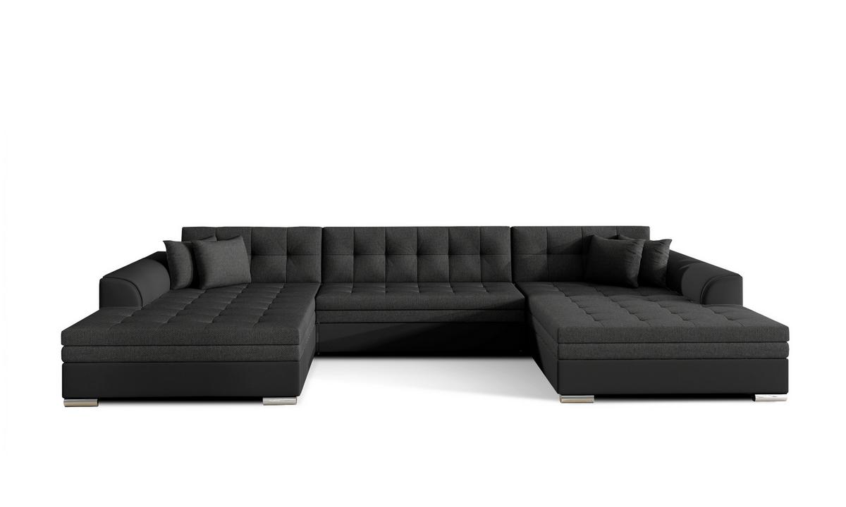 Wohnlandschaft Vento Schwarz U: 165x359x165cm - Chromfarben/Schwarz, Design (165/359/165cm) - MID.YOU