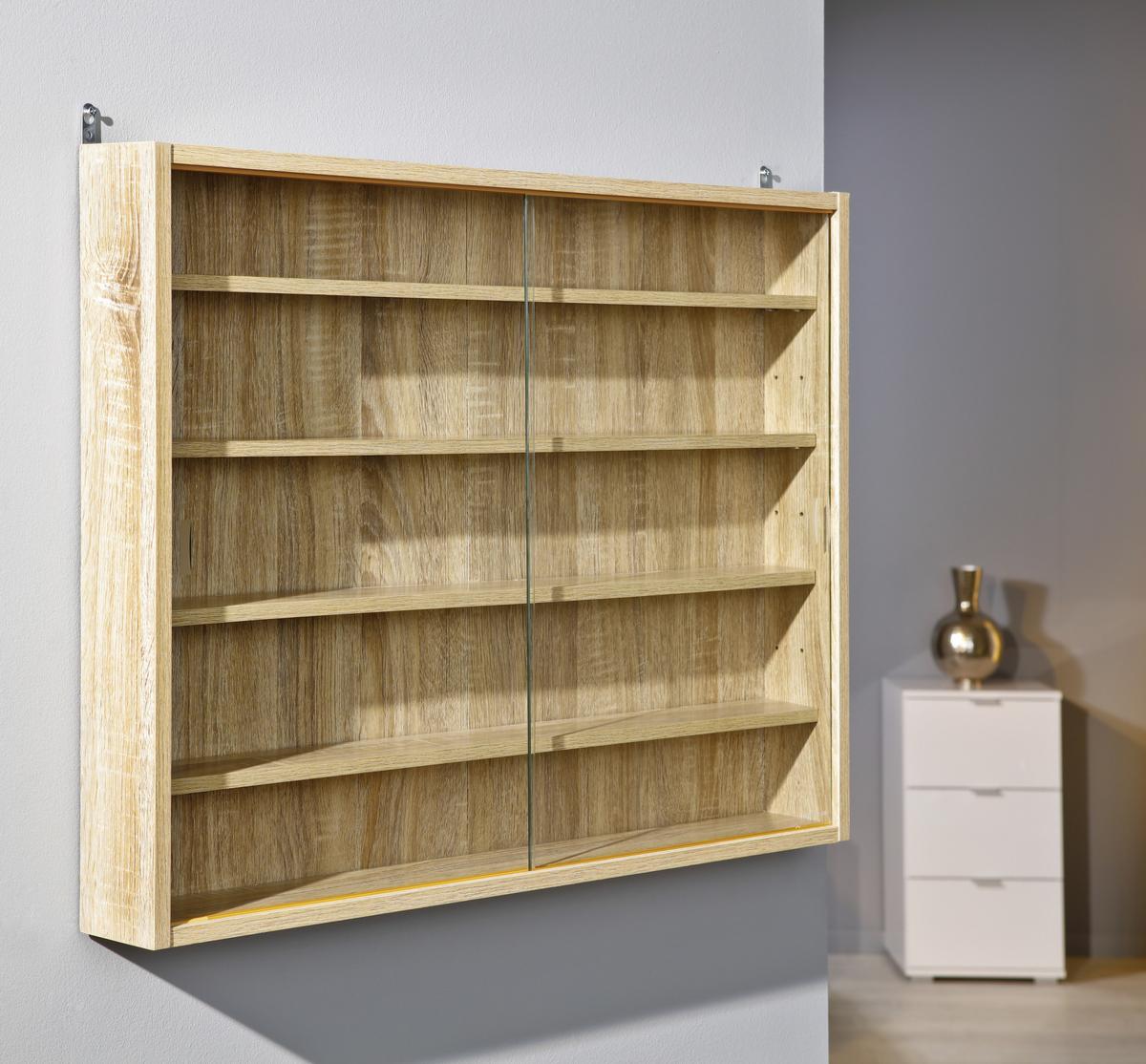 Hängevitrine Collectizioni B: 80cm Eiche, Sicherheitsglas - Sonoma Eiche, KONVENTIONELL, Glas/Holzwerkstoff (80/60/9,5cm) - MID.YOU