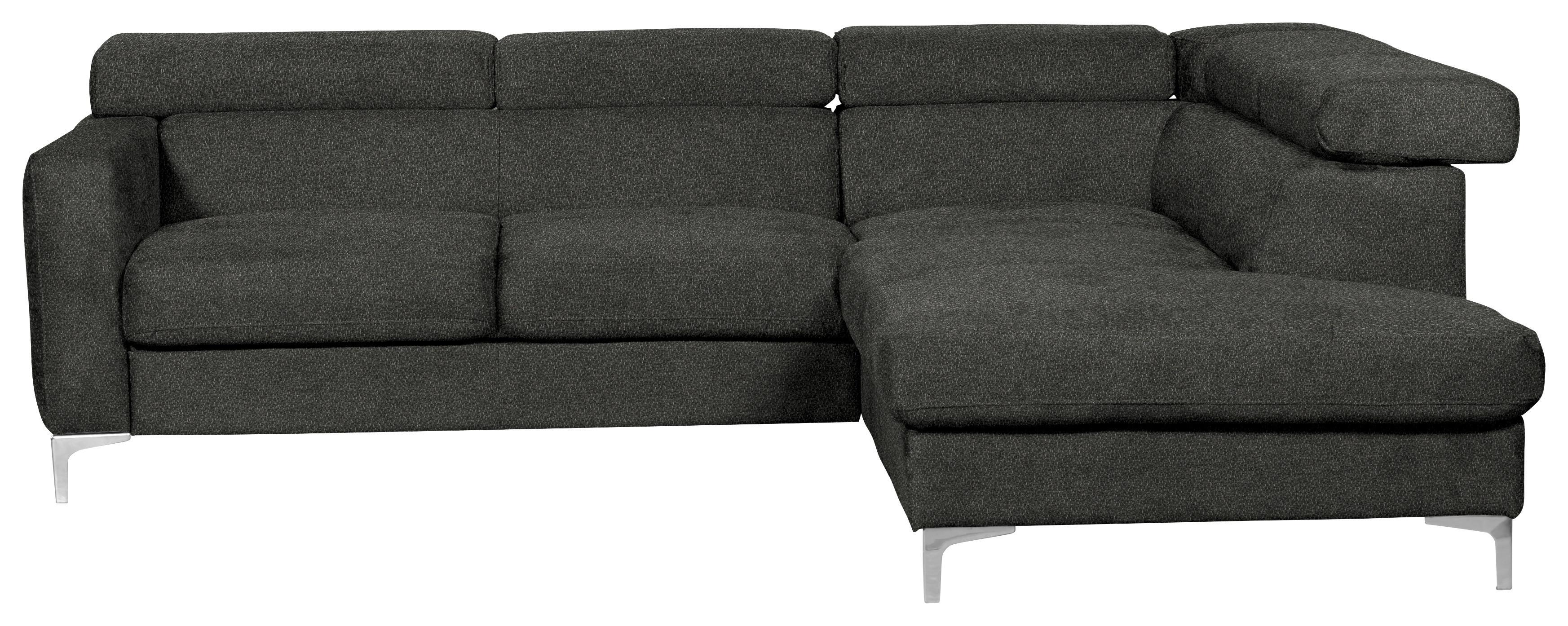Ecksofa Sammy Anthrazit - Chromfarben/Anthrazit, Design, Textil (242/207cm) - Livetastic