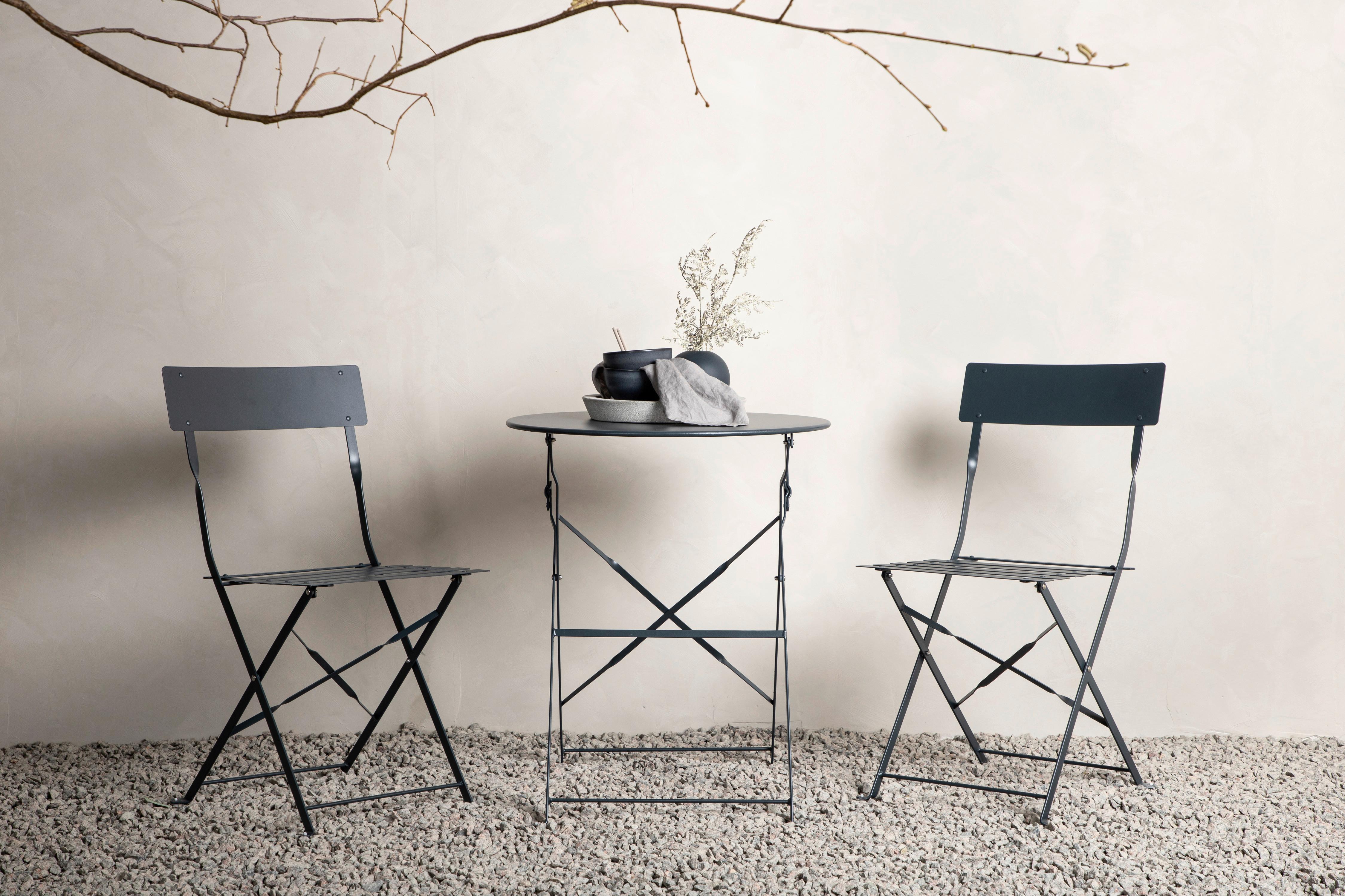 Balkonset 3-Tlg. Marseille aus Stahl - Dunkelgrau, KONVENTIONELL, Metall - Gardenson