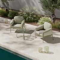 Balkonset 3-tlg. Delhi Aus Eisen Mit Kissen - Transparent/Grün, Basics, Glas/Textil - Beldano