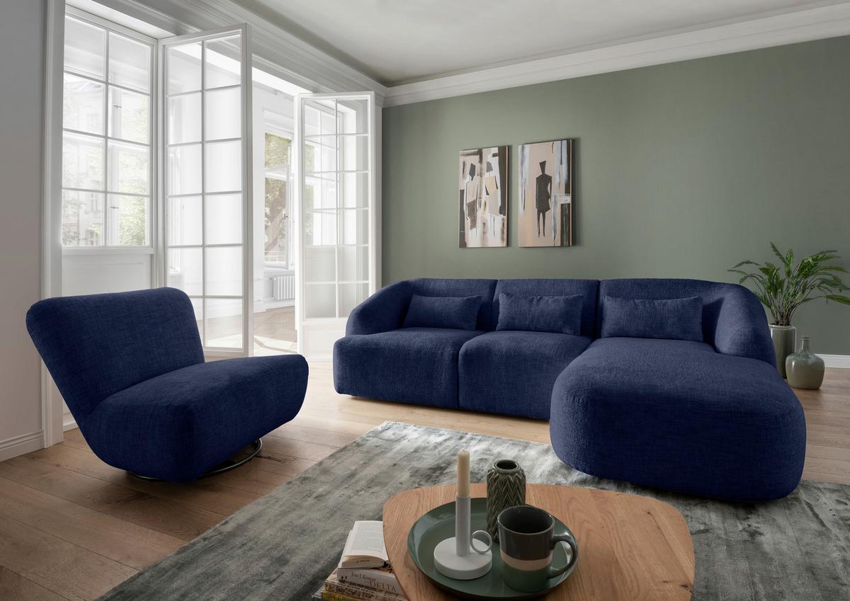 Ecksofa Caponi Dunkelblau S: 256x160 Cm - Schwarz/Dunkelblau, MODERN, Textil (256/160cm) - Livetastic