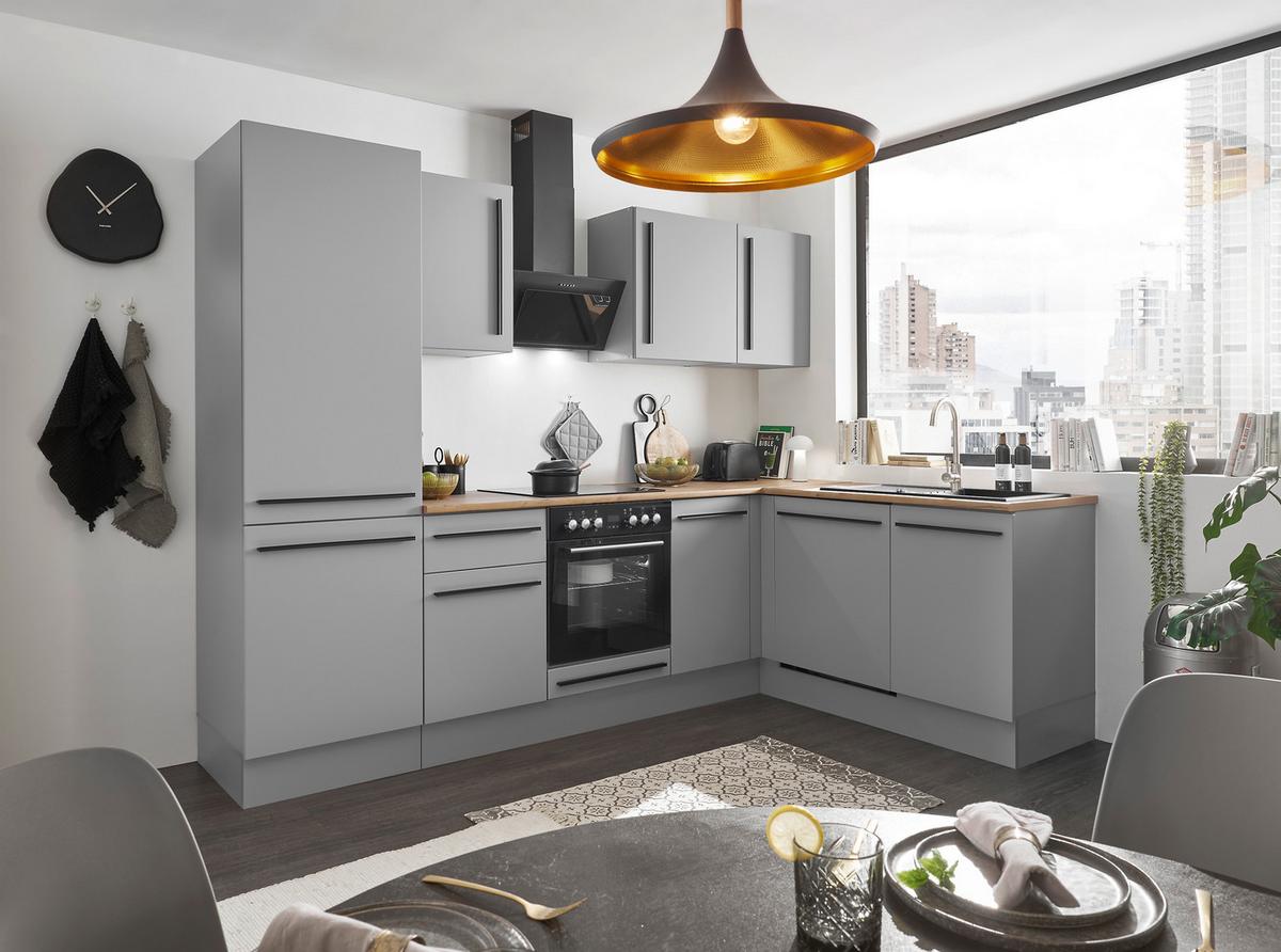 Eckküche Denver Grau/Eiche Dekor 280x175 cm - Eichefarben/Grau, Design, Holzwerkstoff (280/175cm) - MID.YOU