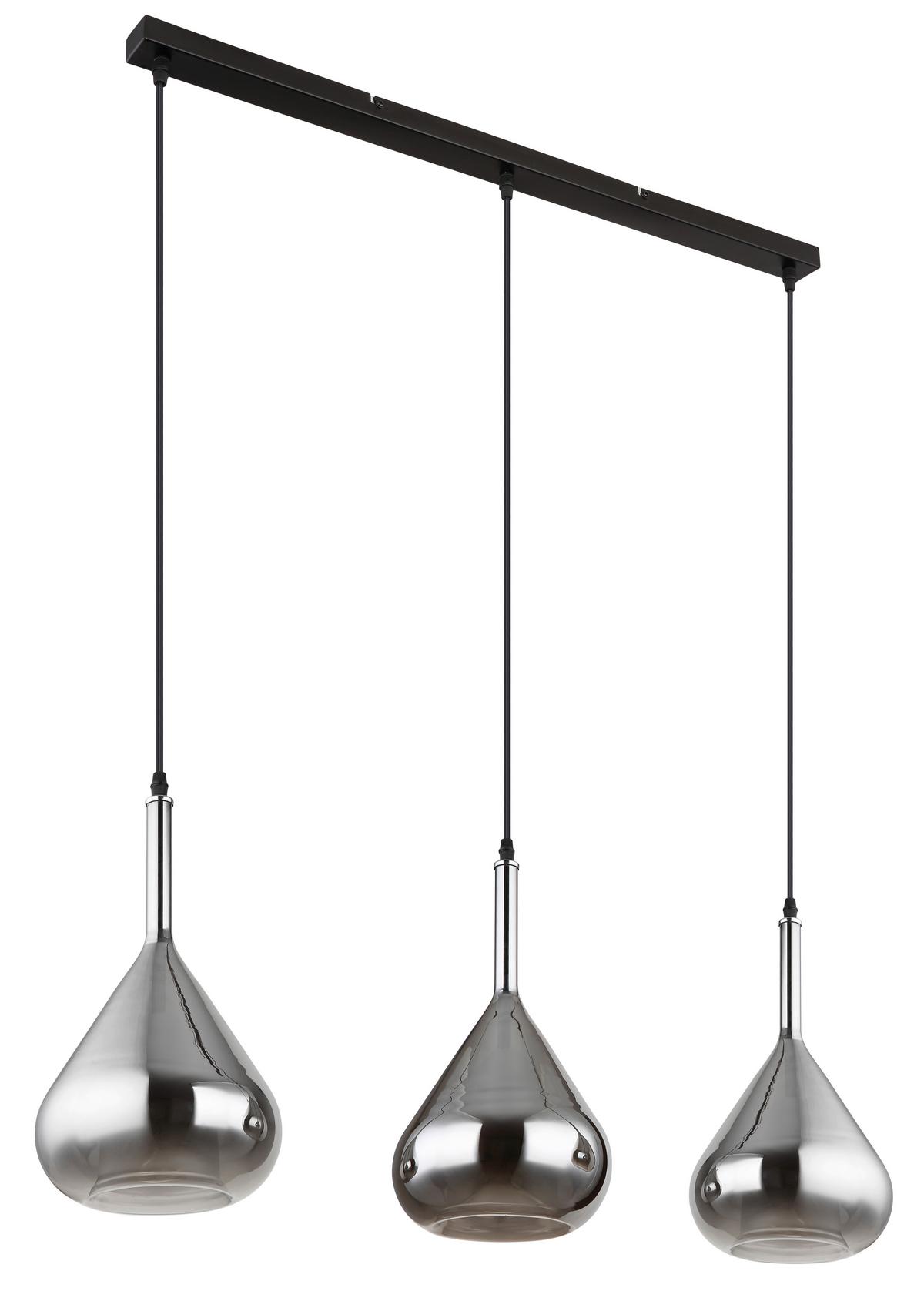 Hängeleuchte 15542-3 - Schwarz/Grau, Design, Glas/Metall (90/20/140cm) - Globo