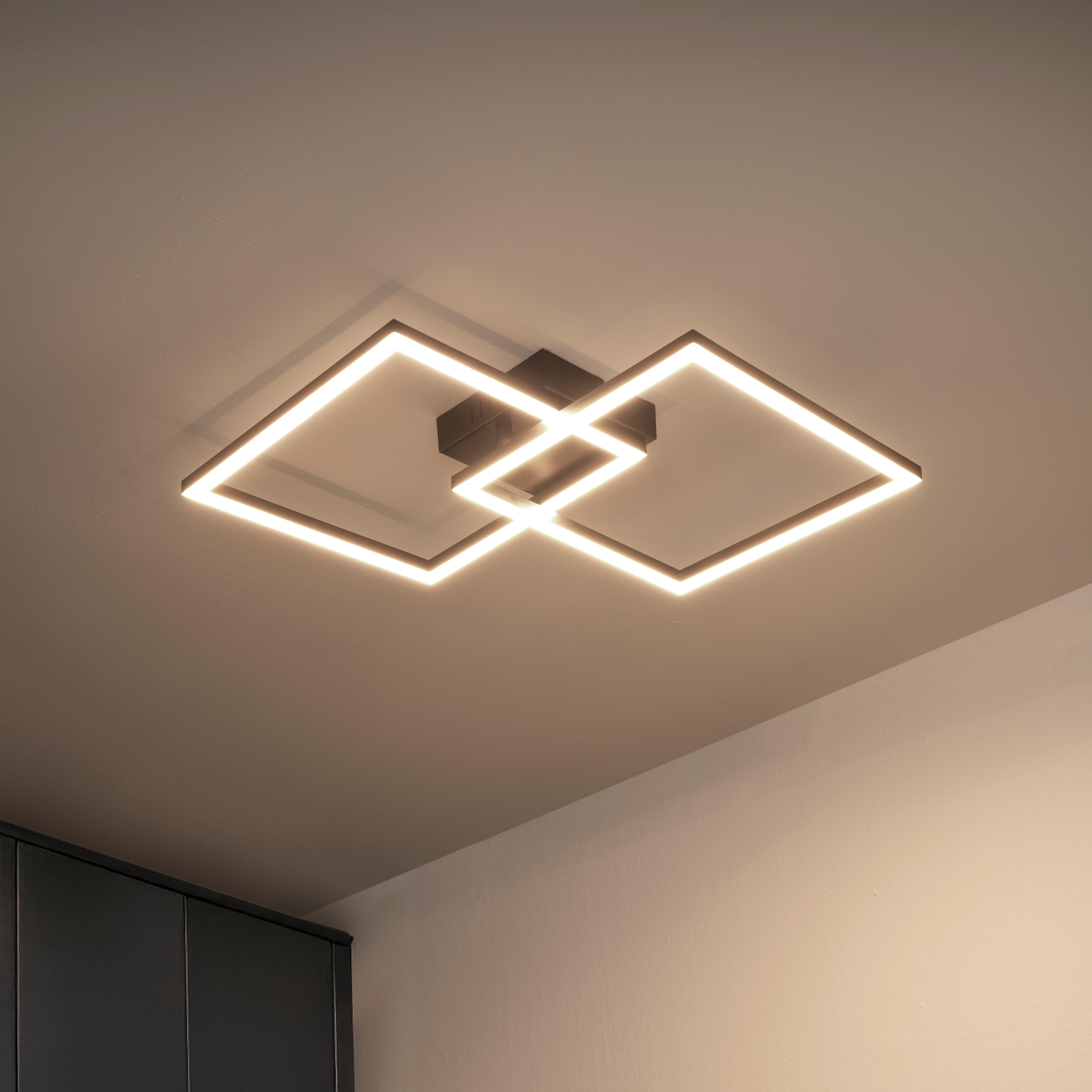 STROPNÉ LED SVIETIDLO CORVIN -BASED- - čierna/opálová, Modern, plast (55,8/39,5/6,7cm) - Based