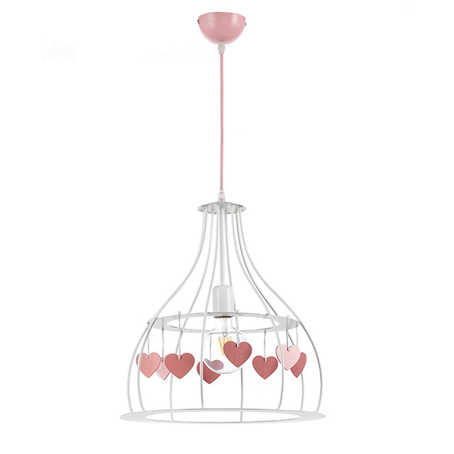 Kinderhängeleuchte 4929/s - Pink/Weiß, Basics, Textil/Metall (40/106cm)