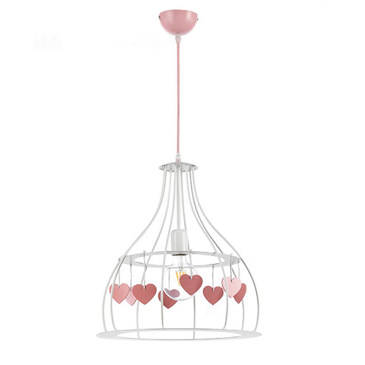 Kinderhängeleuchte 4929/s - Pink/Weiß, Basics, Textil/Metall (40/106cm)