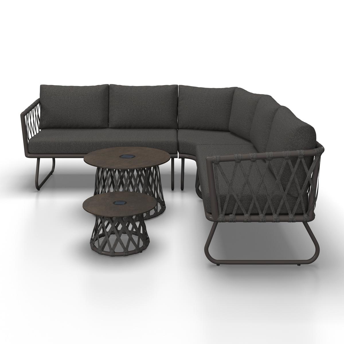 TERASOVÁ SEDACIA SÚPRAVA ELEA - antracitová/tmavosivá, Modern, kov/textil (234/74/77cm) - Bessagi Garden