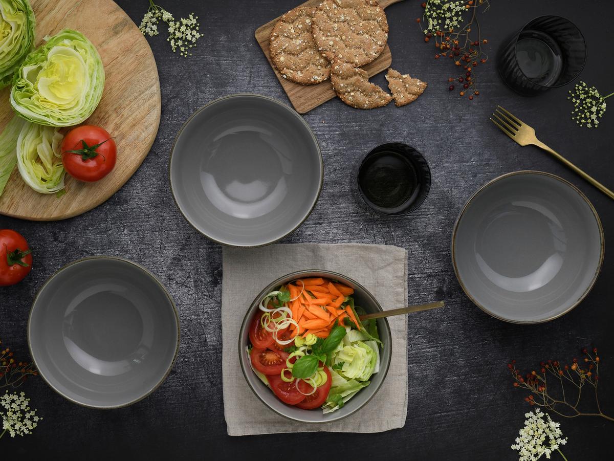 Schüsselset Nature Collection Stone, 4--Teilig., Grau - Grau, Design, Keramik - Creatable