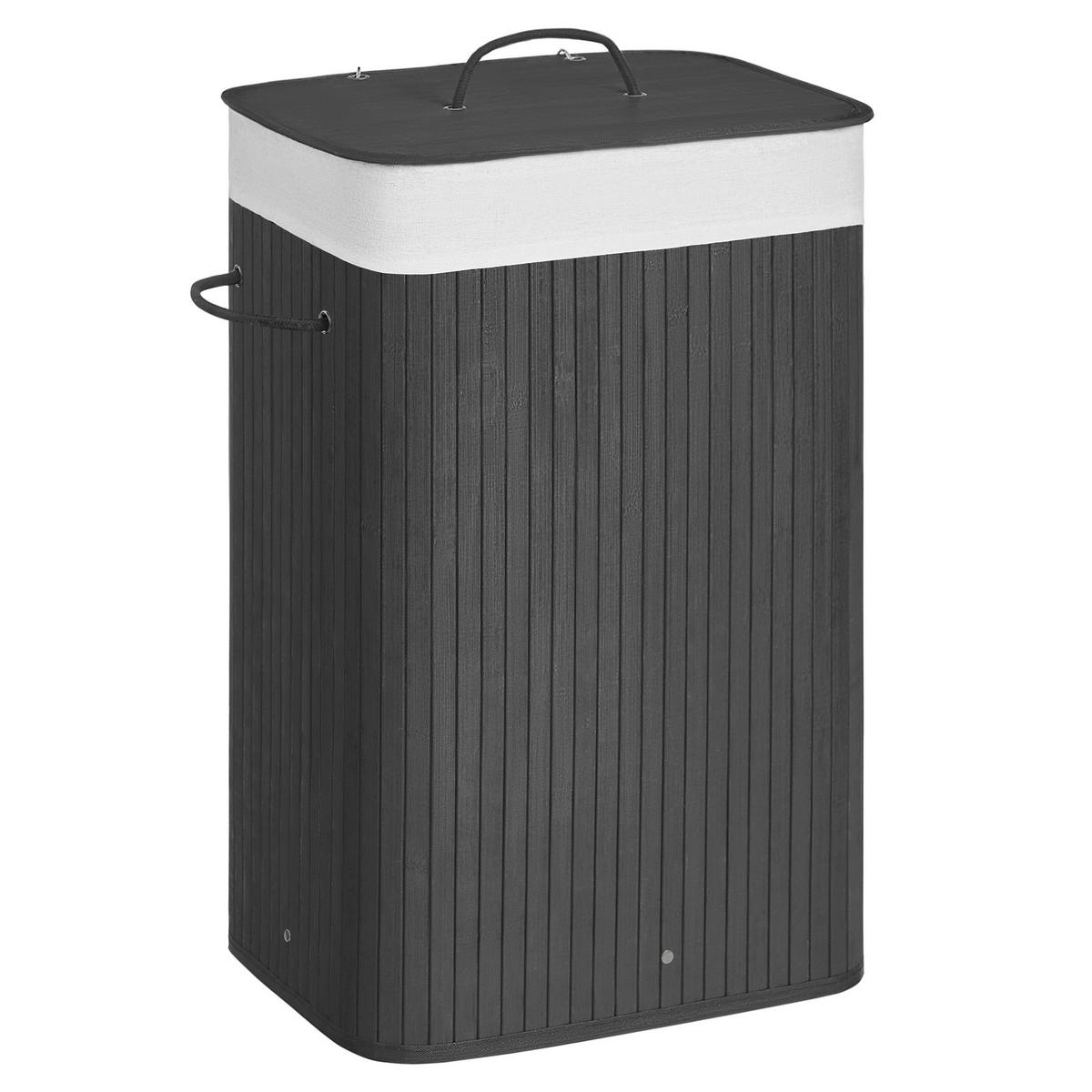 Wäschekorb Schwarz B: 40 cm - Schwarz, Basics, Naturmaterialien/Holzwerkstoff (40/60/30cm)