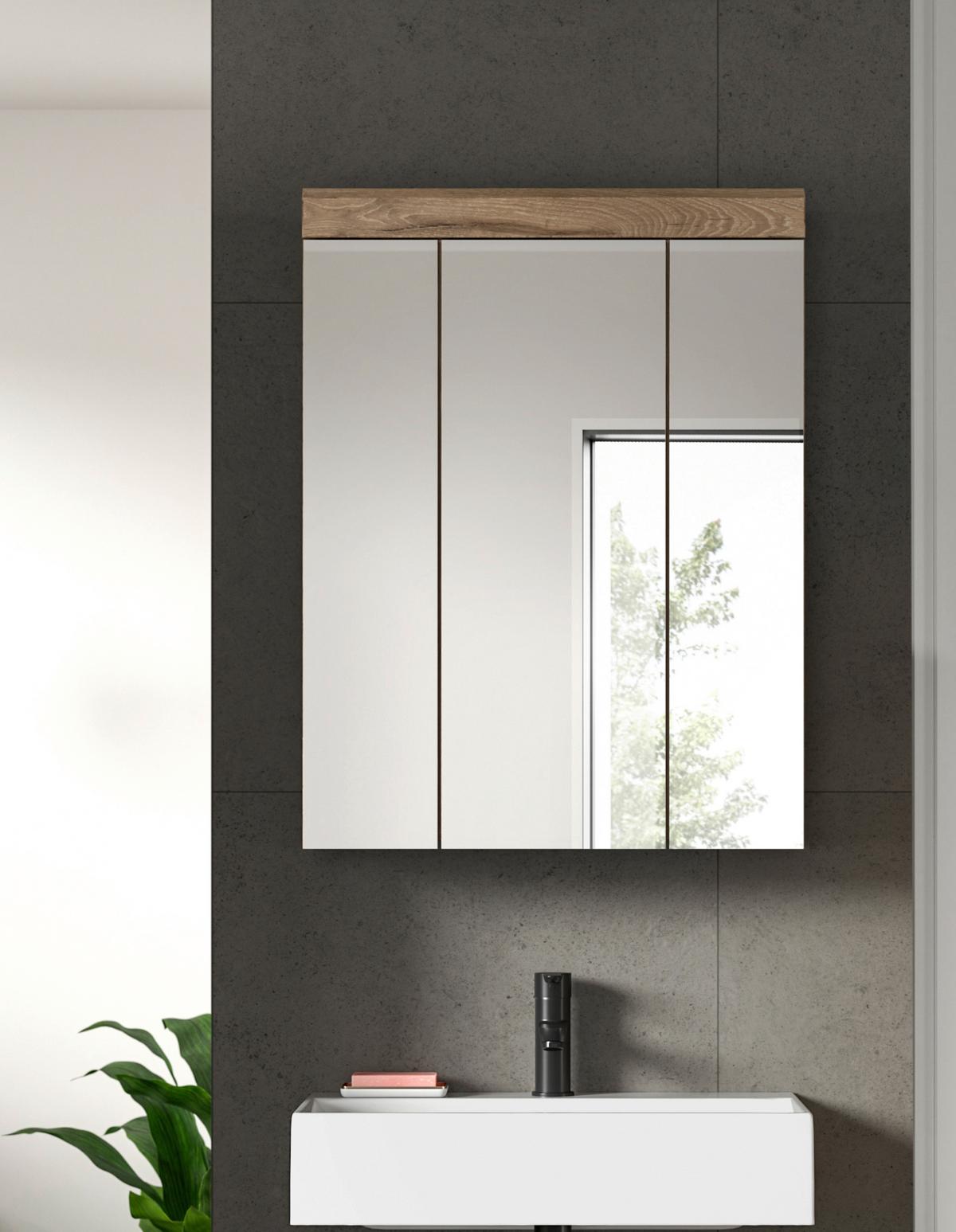 Spiegelschrank Wave Spiegelglas B: 60 cm - MODERN, Glas/Holzwerkstoff (60/79/18cm) - MID.YOU