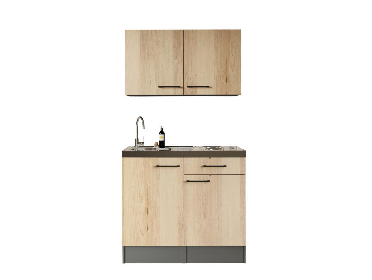 MINIKÜCHE Oliver, Grau Artisan B: 100 cm - Eiche Artisan/Grau, Trend, Holzwerkstoff (100cm) - Respekta
