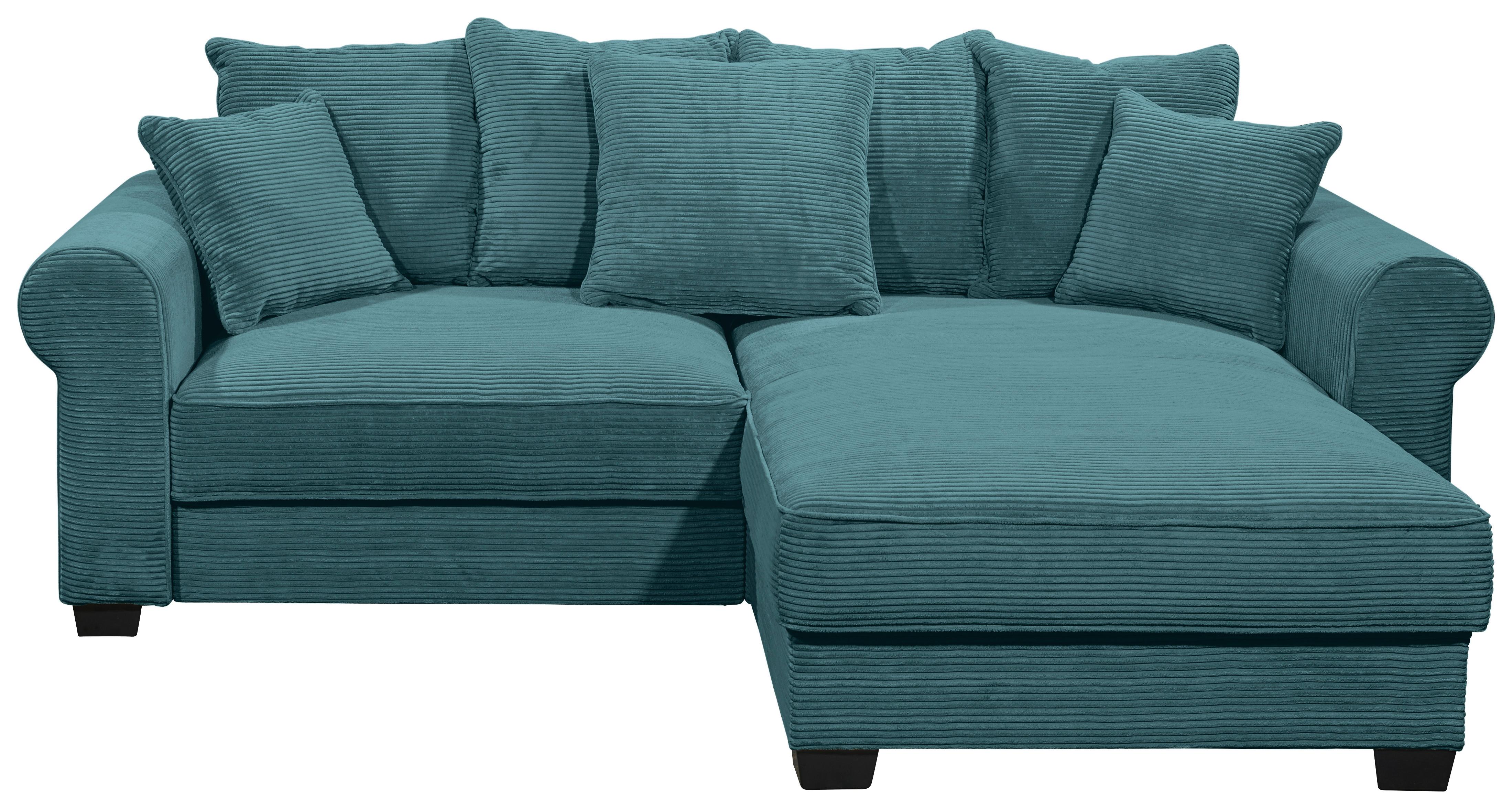 Ecksofa Maureen Azurblau S: 255x185 Cm - Azurblau/Schwarz, KONVENTIONELL, Textil (255/185cm) - MID.YOU