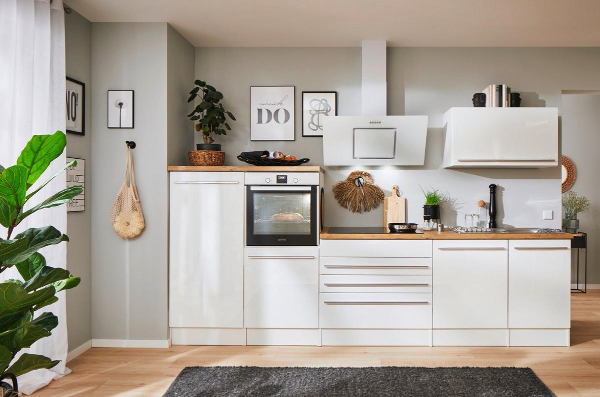 Küchenleerblock Gabriel Doppelblock - Wildeiche/Weiß Hochglanz, Basics, Holzwerkstoff (320cm) - Respekta