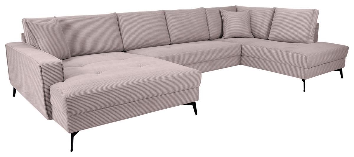 Wohnlandschaft Zero Rosa U-Form 195x362x173cm - Schwarz/Rosa, Trend, Textil (173/362/195cm)