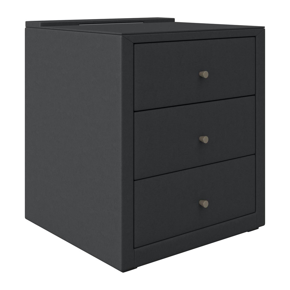 Nachtkästchen Josie - Dunkelgrau/Schwarz, MODERN, Glas/Holzwerkstoff (48/56/45,5cm)