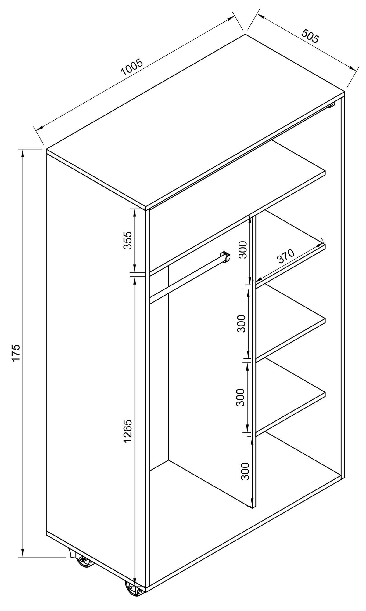 Kleiderschrank Ostila Weiß B: 101 cm - Weiß/Grau, Design, Holzwerkstoff/Kunststoff (101/175/51cm) - MID.YOU