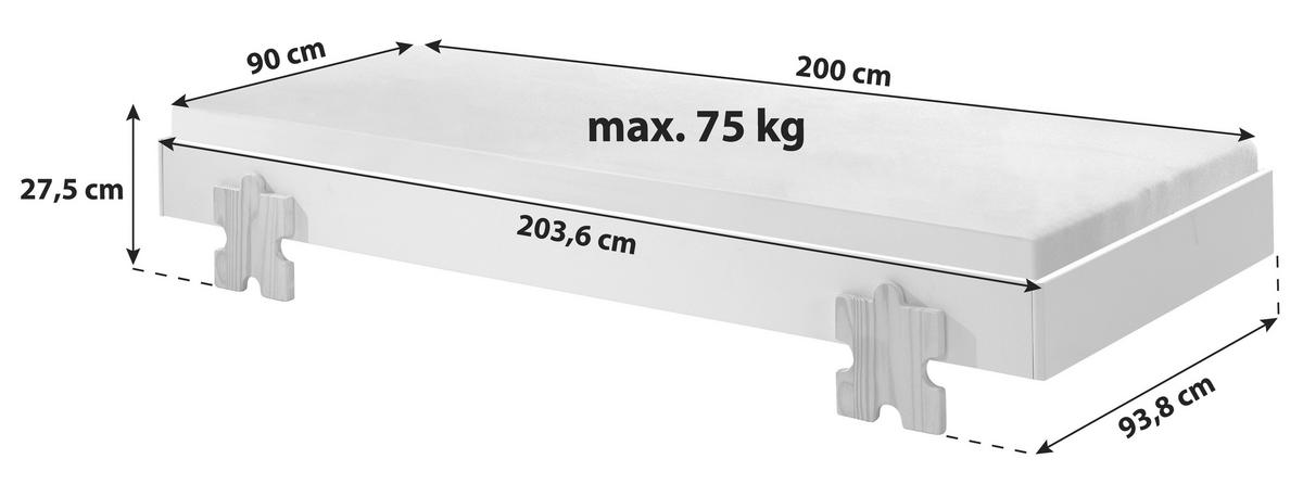 Postel pro děti a mládež MODULO šedá - barvy borovice/šedá, Moderní, dřevo/kompozitní dřevo (90/200cm) - MID.YOU