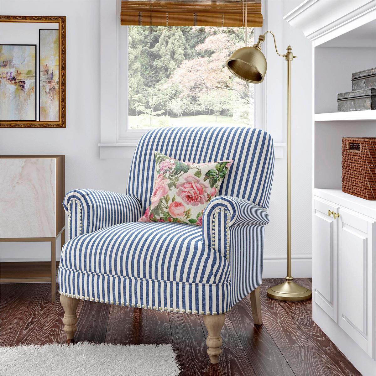 Ohrensessel Jaya Blau B: 76cm - Blau/Naturfarben, Design, Holz/Textil (76/89/73cm) - MID.YOU