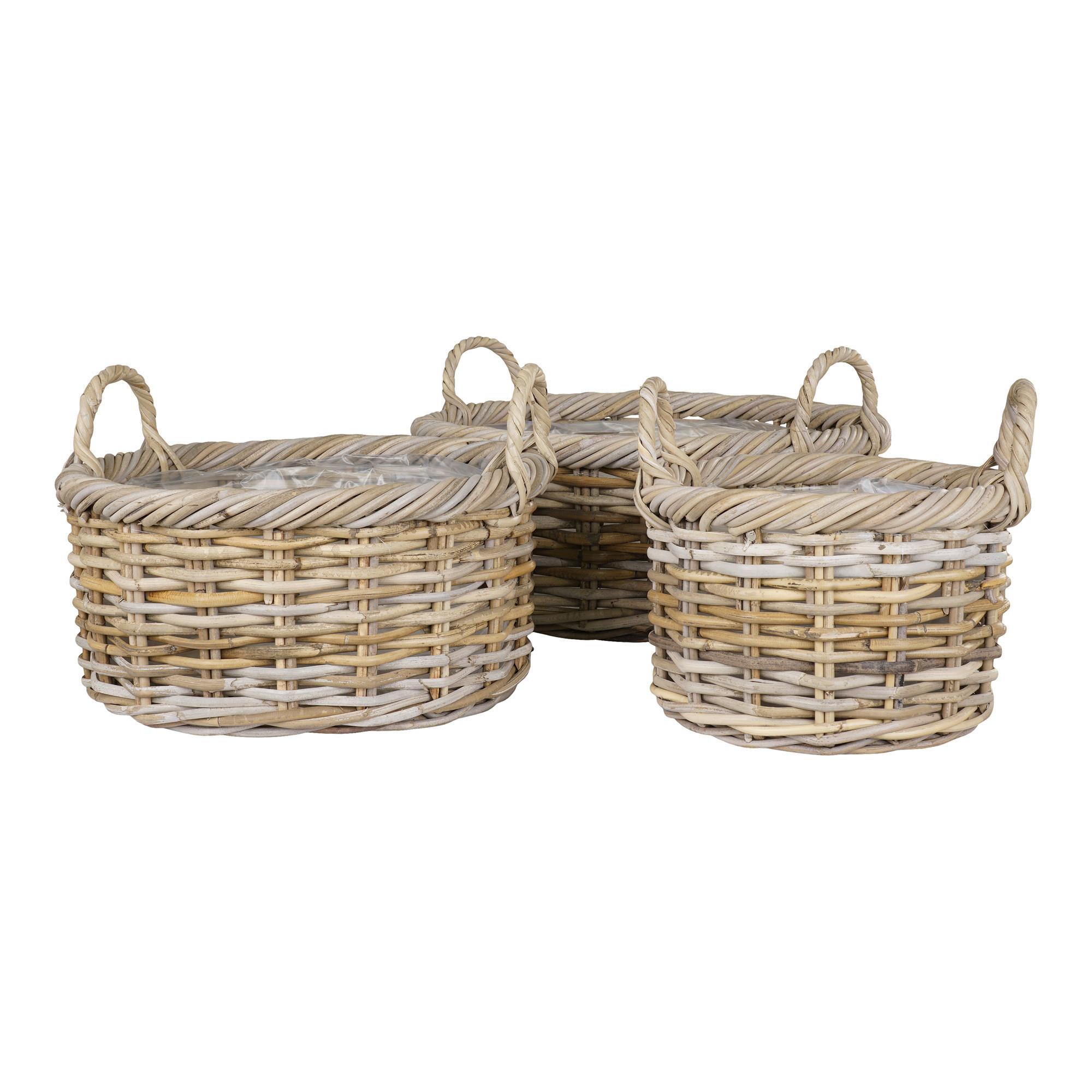 Korbset Kuta Hellbraun B: 50 cm - Hellbraun/Klar, Basics, Holz/Kunststoff (50/28/50cm)