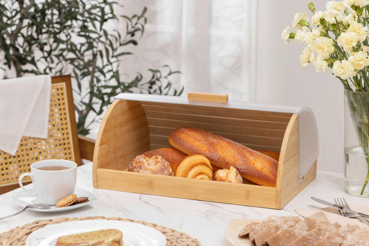 Brotkasten Didi - Transparent/Naturfarben, KONVENTIONELL, Holz/Kunststoff (38/27/16cm) - James Wood