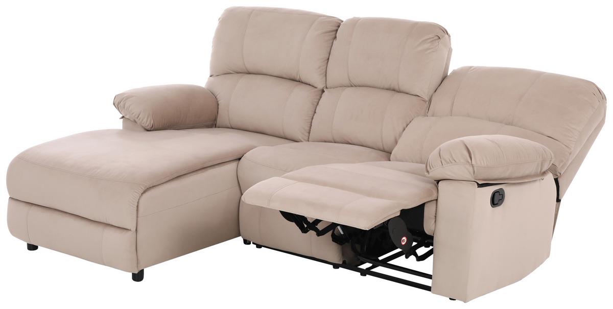 Ecksofa Boston - Beige/Schwarz, Basics, Textil/Metall (159/216cm) - P & B