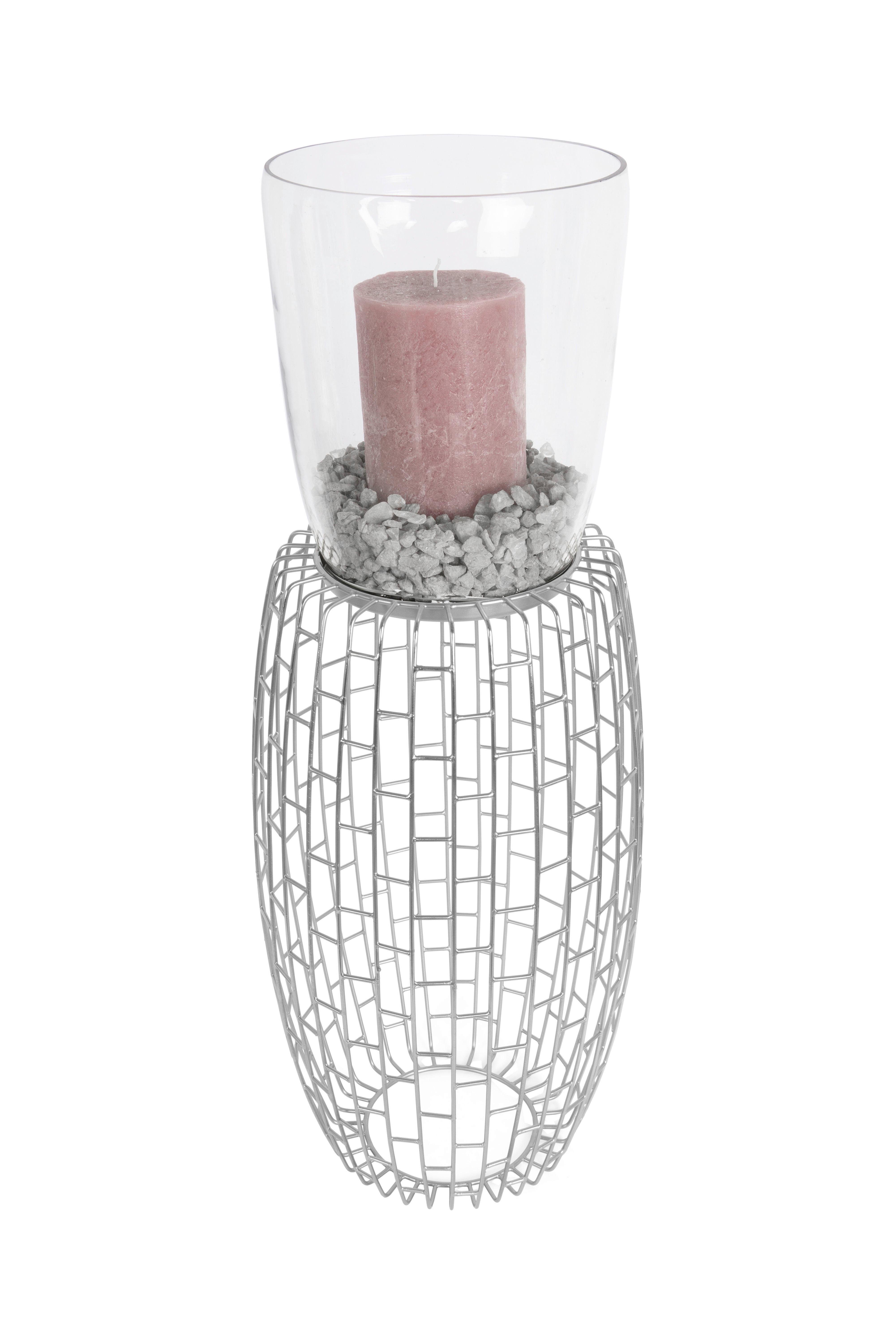 Windlicht Malibu Eisen/glas Silberfarben H: 73 Cm - Silberfarben, Design, Glas/Metall (28/73/28cm) - Kayoom