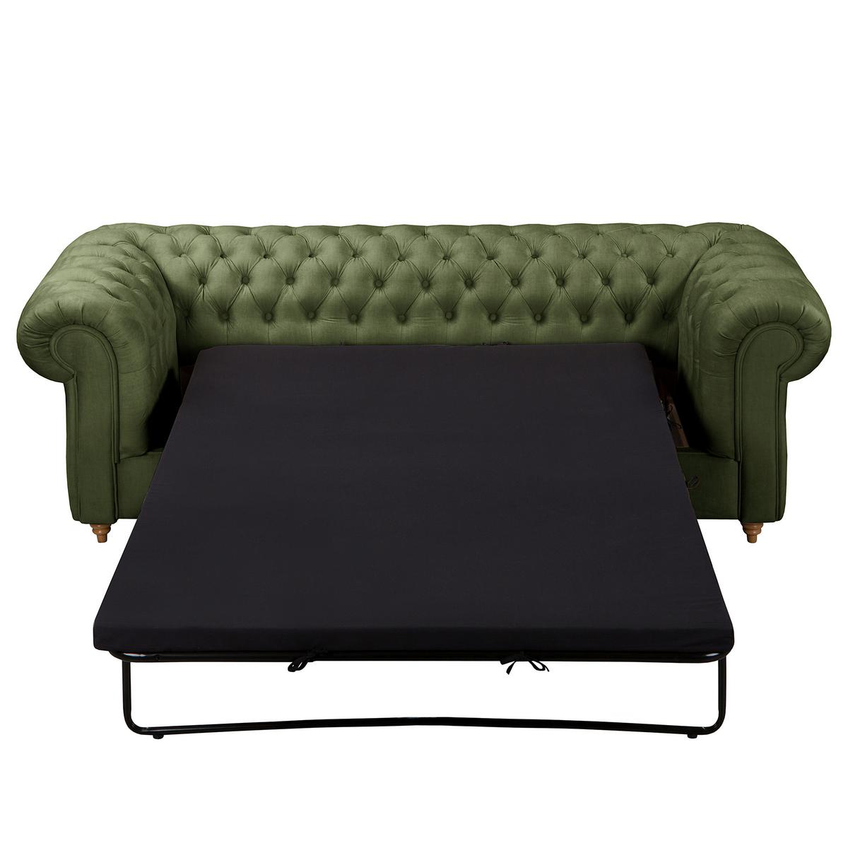 Schlafsofa Laura Dunkelgrün, B: 218cm - Dunkelgrün/Braun, Design, Textil (218/74/91cm) - P & B