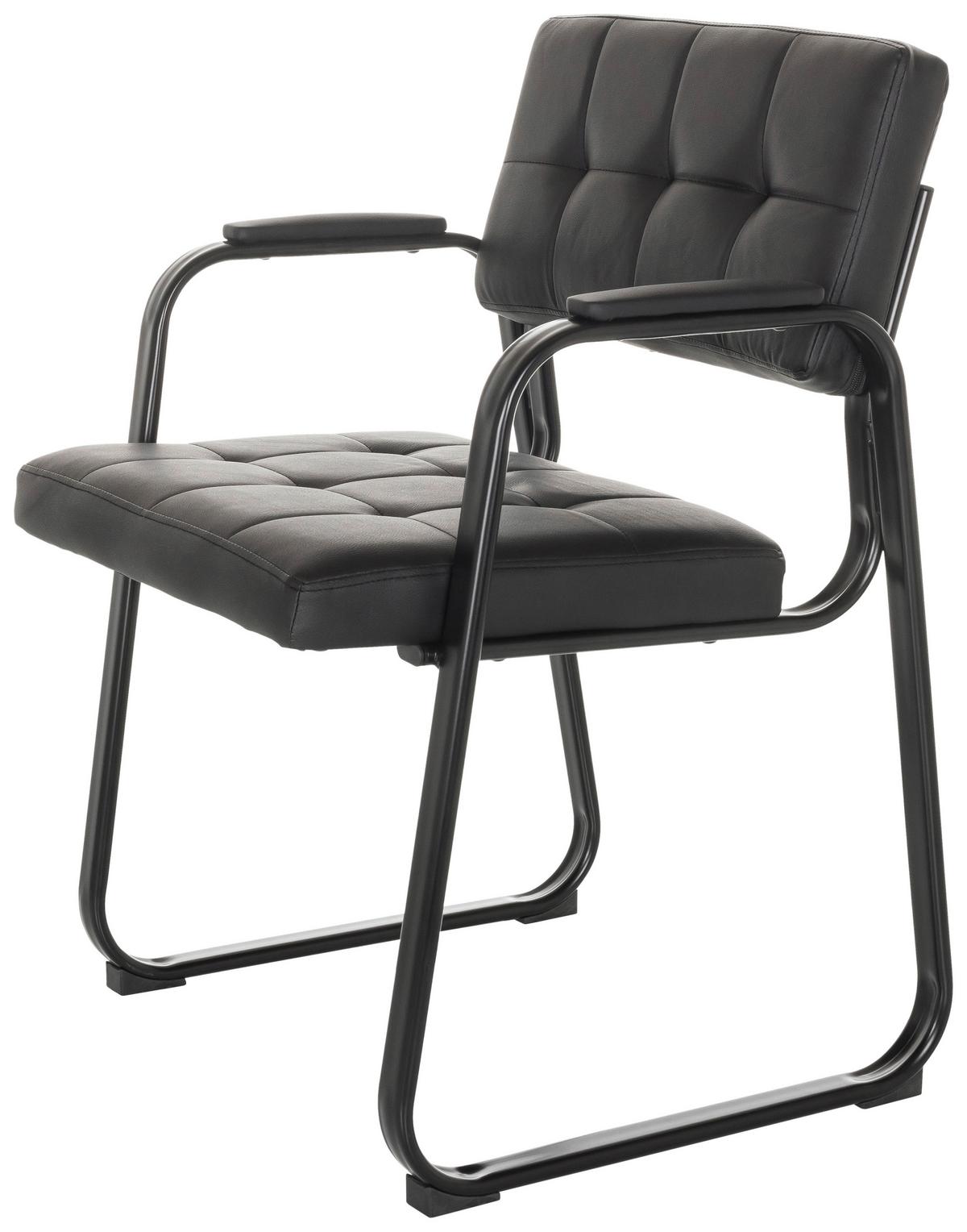 Besucherstuhl Zanta B Pu - Schwarz, Basics, Textil/Metall (58/79/55cm) - MID.YOU