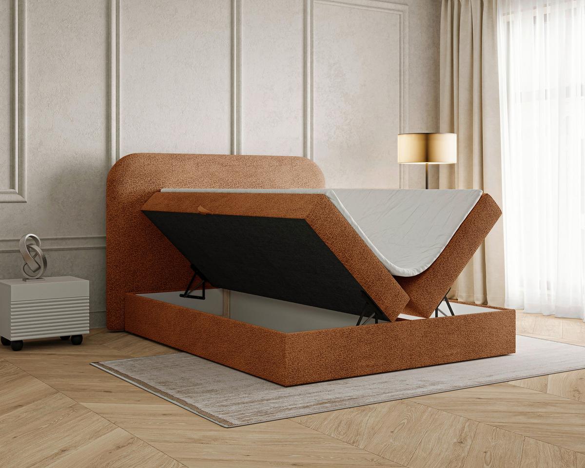 Boxbett London mit Topper 180x200 - Terracotta/Schwarz, MODERN, Holz/Kunststoff (180/200cm) - Livetastic