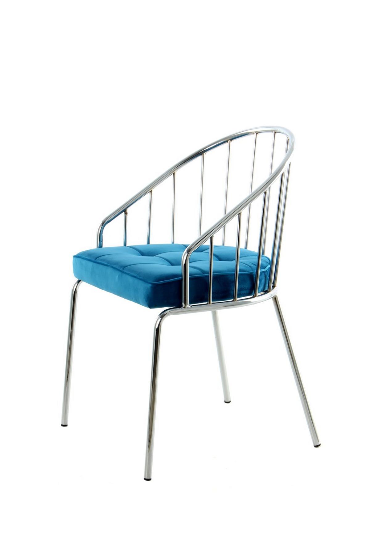 STOLIČKA PALMA 100 - modrá/chrómová, Design, kov/textil (51/83/51cm) - Kayoom