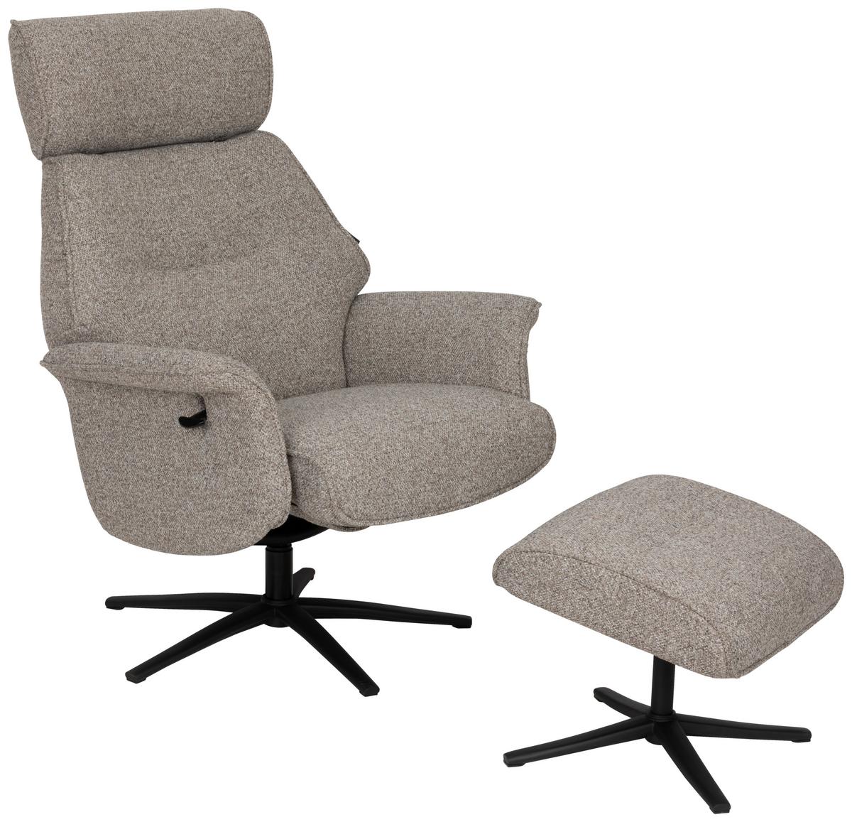 Relaxsesselset Mellow Taupe B: 77 cm - Taupe/Schwarz, Design, Holz/Textil (77/108/81cm) - Livetastic