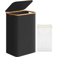 Wäschekorb Schwarz B: 42 cm - Schwarz, Basics, Naturmaterialien/Textil (42/70.5/32cm)